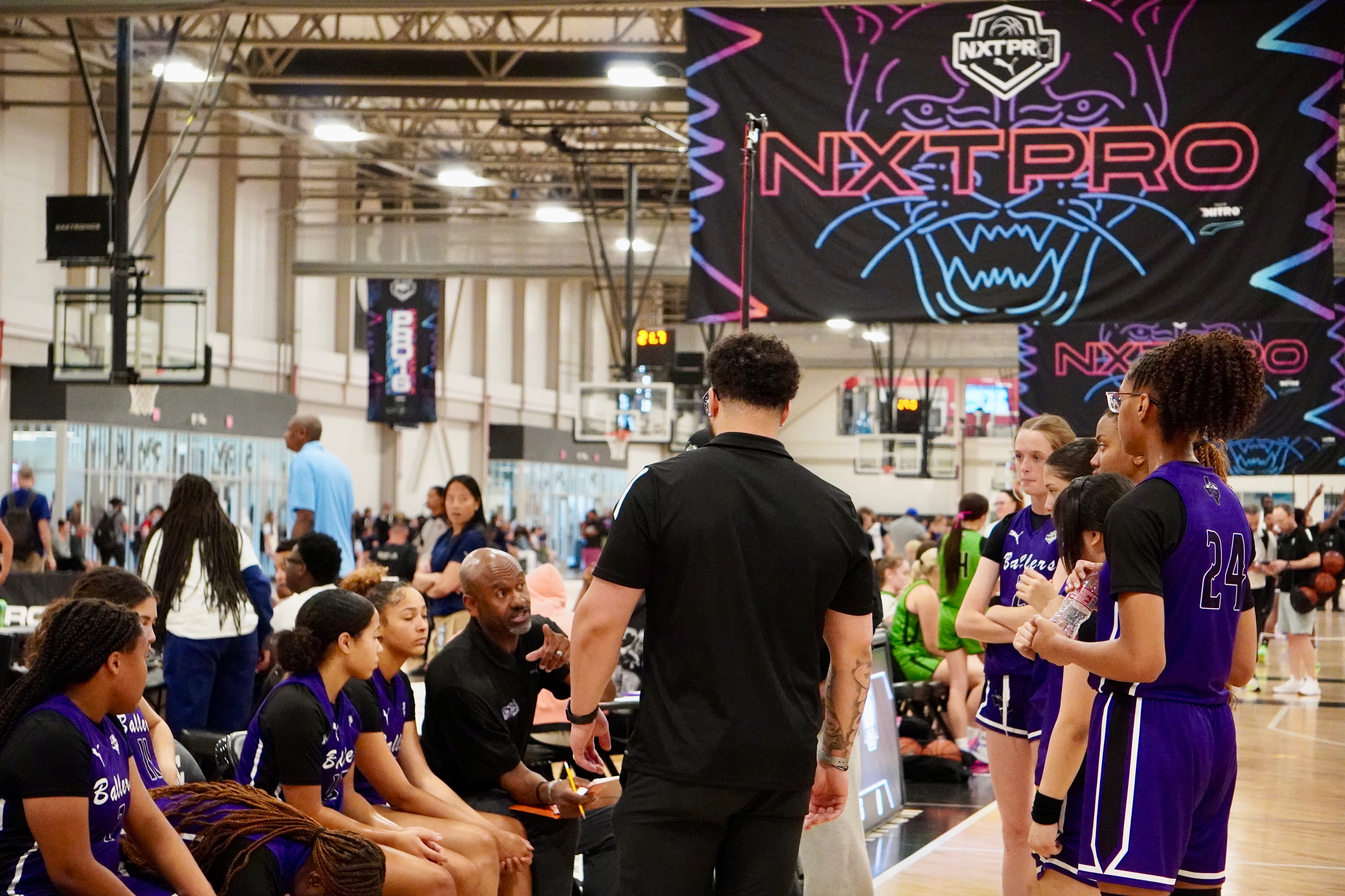 16U Ballers Ignited players getting coached during a NXTPRO Circuit